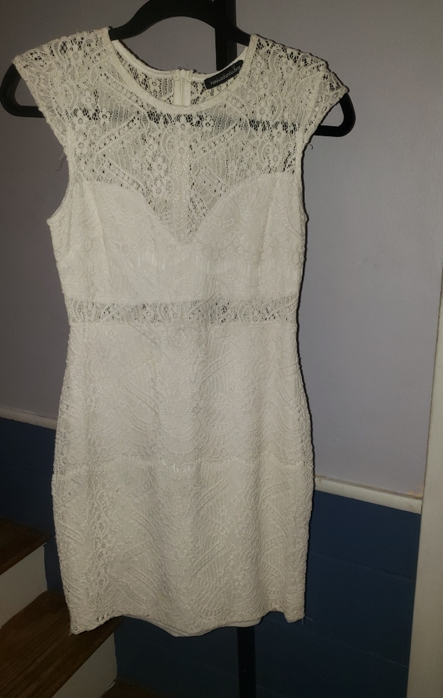 White lace peekaboo dress
